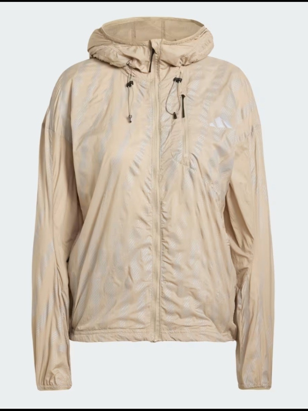 adidas Beige Lightweight Hooded Reflective Running Jacket